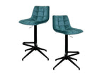 Set of 2 Calmetop 16522OIVN Swivel Bar Stools with Checkered Velvet Lagoon Pattern