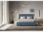 Bed with upholstered slatted base 160x200 microfiber blue Calmetop 77695EPZU