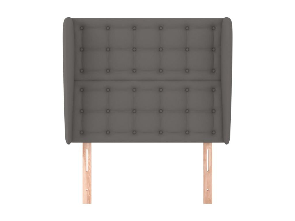 Headboard with wings, Grey, 103x23x118/128 cm, Faux Leather, 82988LYFG