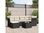 7-piece garden furniture set with cushions, black woven resin 36630XXJZ