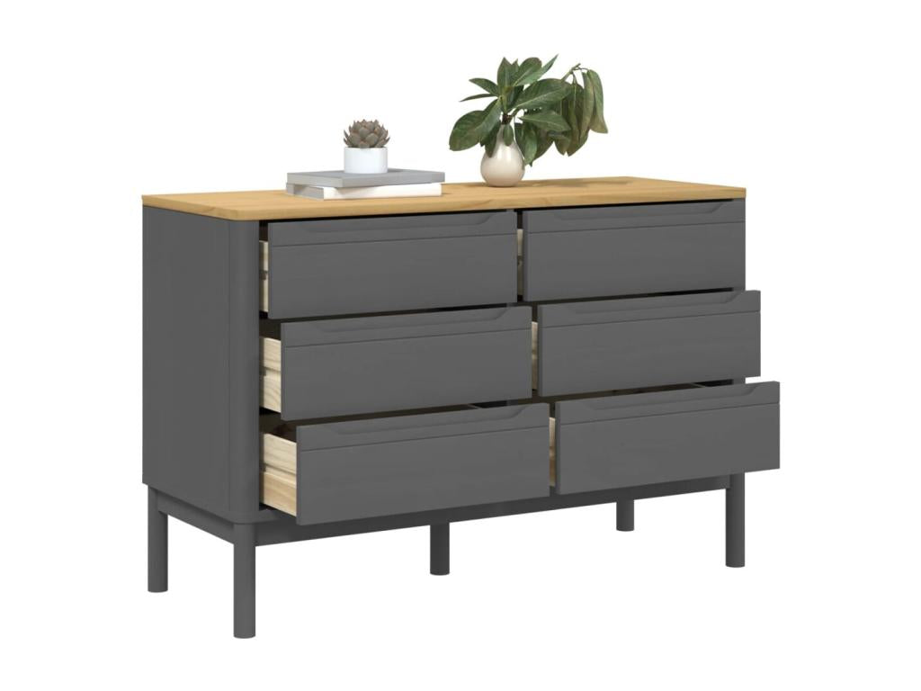 Nidchicshop chest of drawers, grey, solid pine wood, 93823KJEW