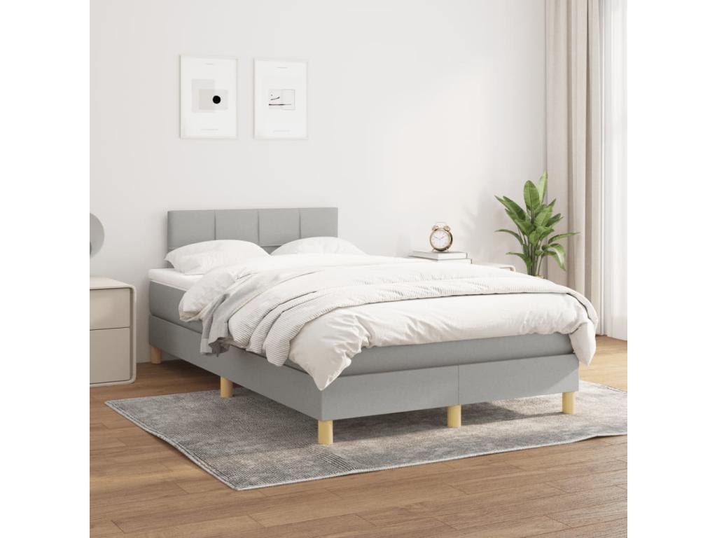 Calmetop bed base and light grey mattress 120x190 cm fabric 64844FFFK