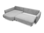 Corner sofa - with L-shaped sleeping function and storage compartment - grey velvet - left-hand side - Calmetop 43791IYTY