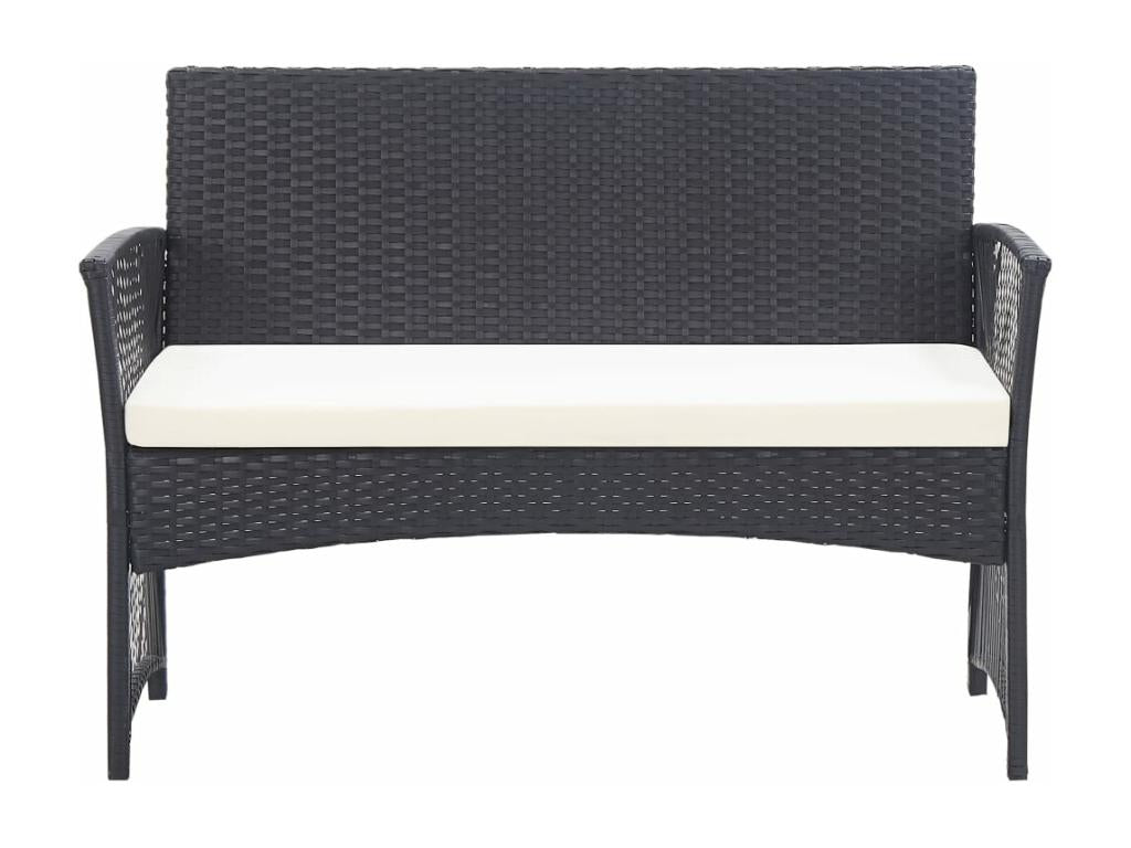 4-piece garden furniture set with cushions, black wicker resin, 12069OGDY