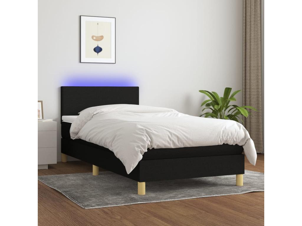 Calmetop bed base with mattress and LED, black, 90x190cm, fabric, 98393PBSC