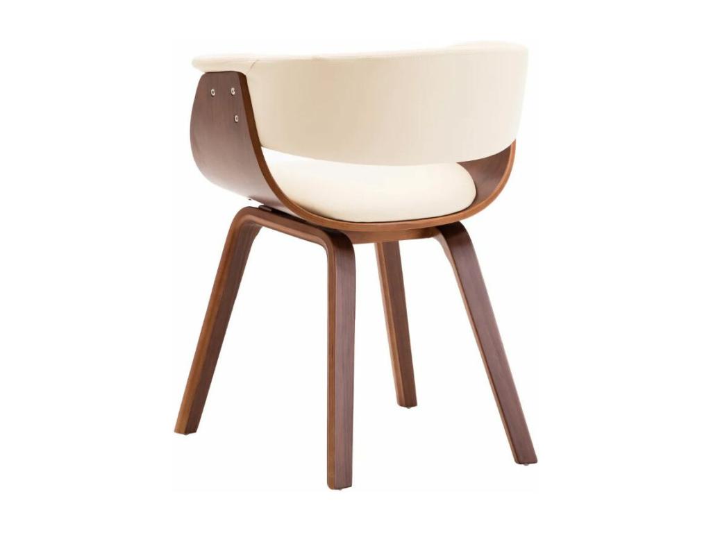 Calmetop 64139TVYK dining chair in bent brown wood and beige faux leather