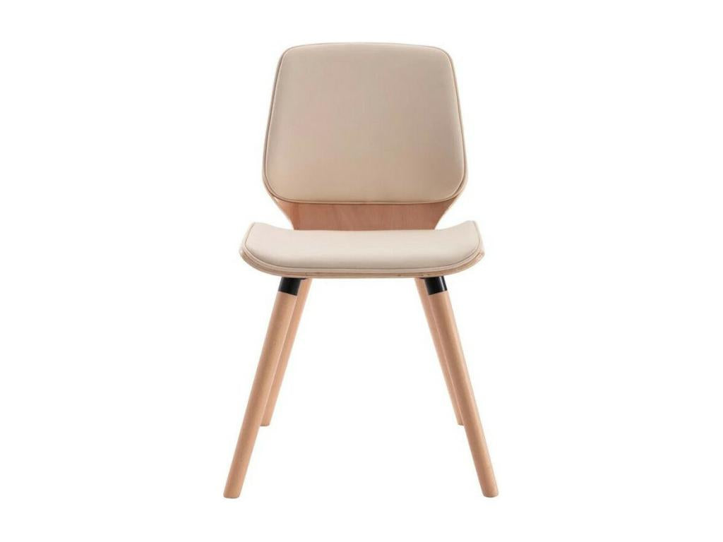 Calmetop natural wood and beige faux leather chair - Set of 2 27766CWMF