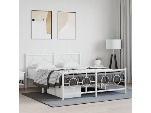 Metal bed frame without mattress and white footboard 150x200 cm 63766QUYJ