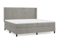 Upholstered bed base and mattress, light grey, 200x200cm, velvet, 57867JOLN