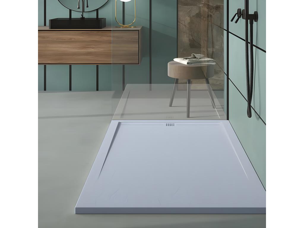 Calmetop Grey Slate Finish Shower Tray with Colored Drain - 150x90 cm 49129HZFK