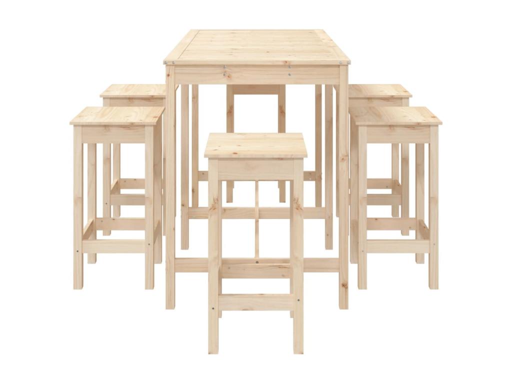 7-piece garden bar set, solid pine wood, 81836DWGB