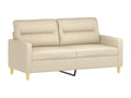 2-seater sofa with decorative cream cushions, 140 cm, fabric, 83856QEZQ
