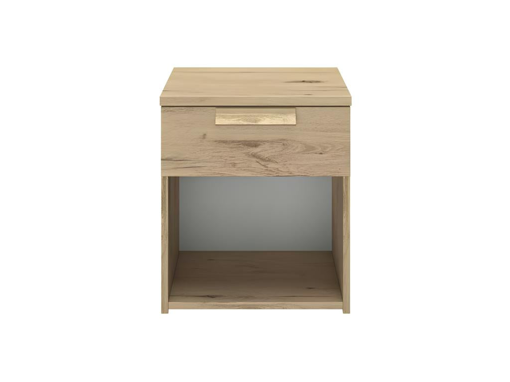Bedside table with 1 drawer and 1 shelf, light oak finish - Nidchicshop 60277EKDM