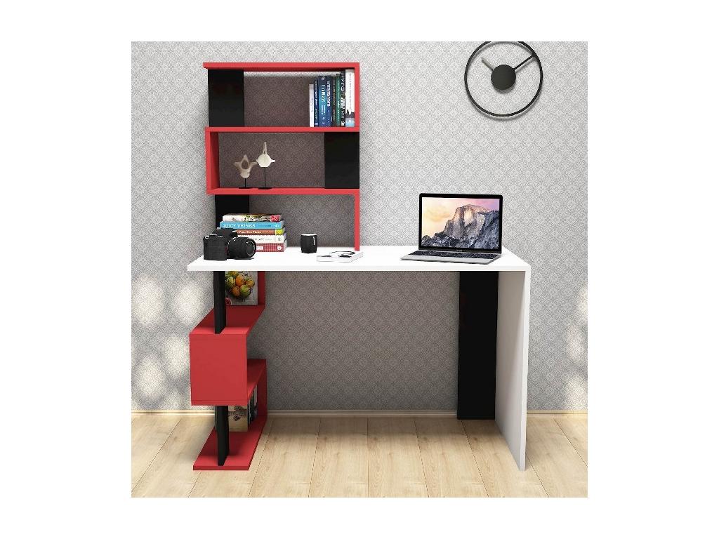 Nidchicshop Desk - White Red Black - 120x60x148.2 cm 70850LFLJ