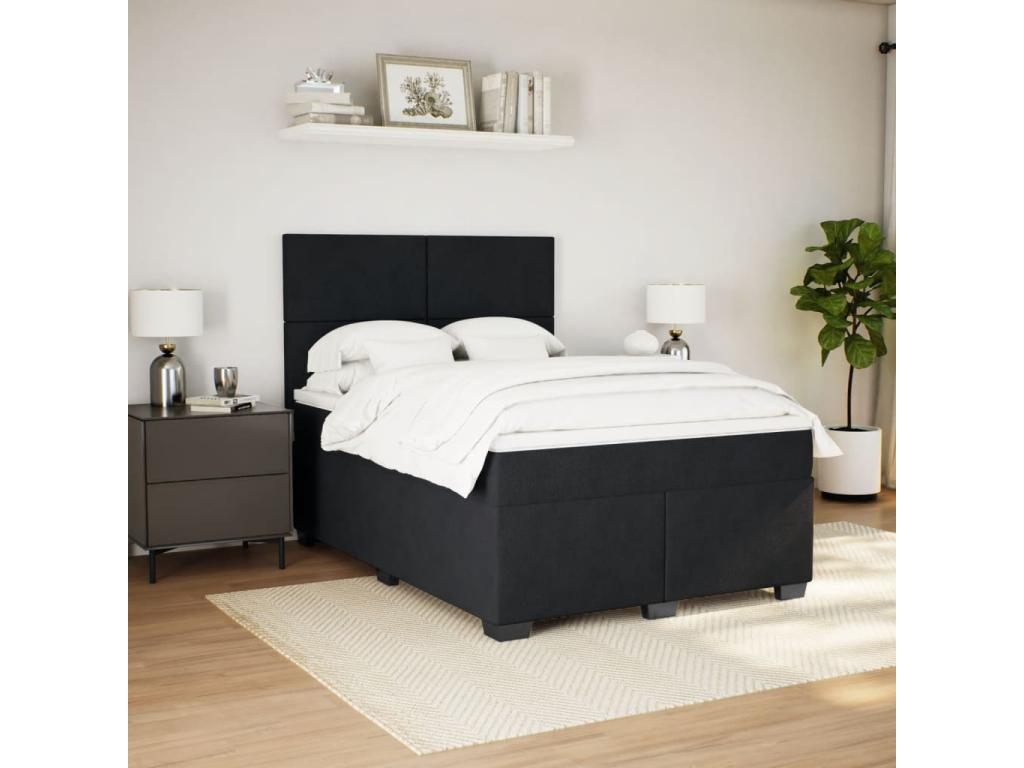 Nidchicshop bed base with mattress, black, 140x200 cm, velvet, 11731FYLT