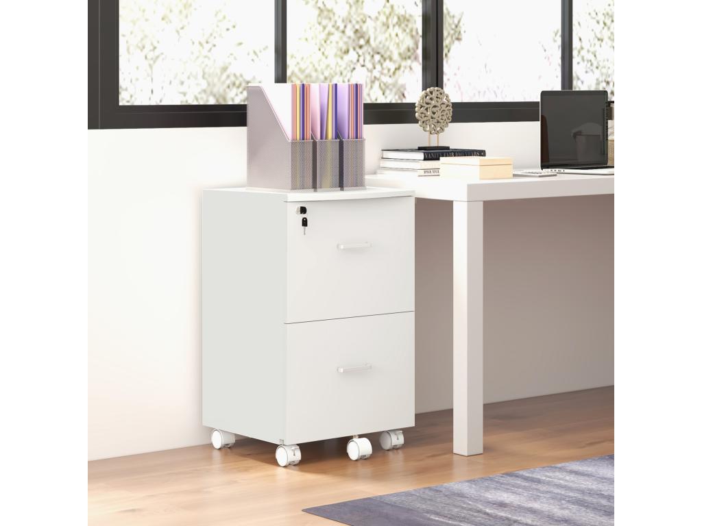 Calmetop Office Storage Unit with 2 Lockable Drawers and 2 Keys Included, White Particleboard, 57357YWVM