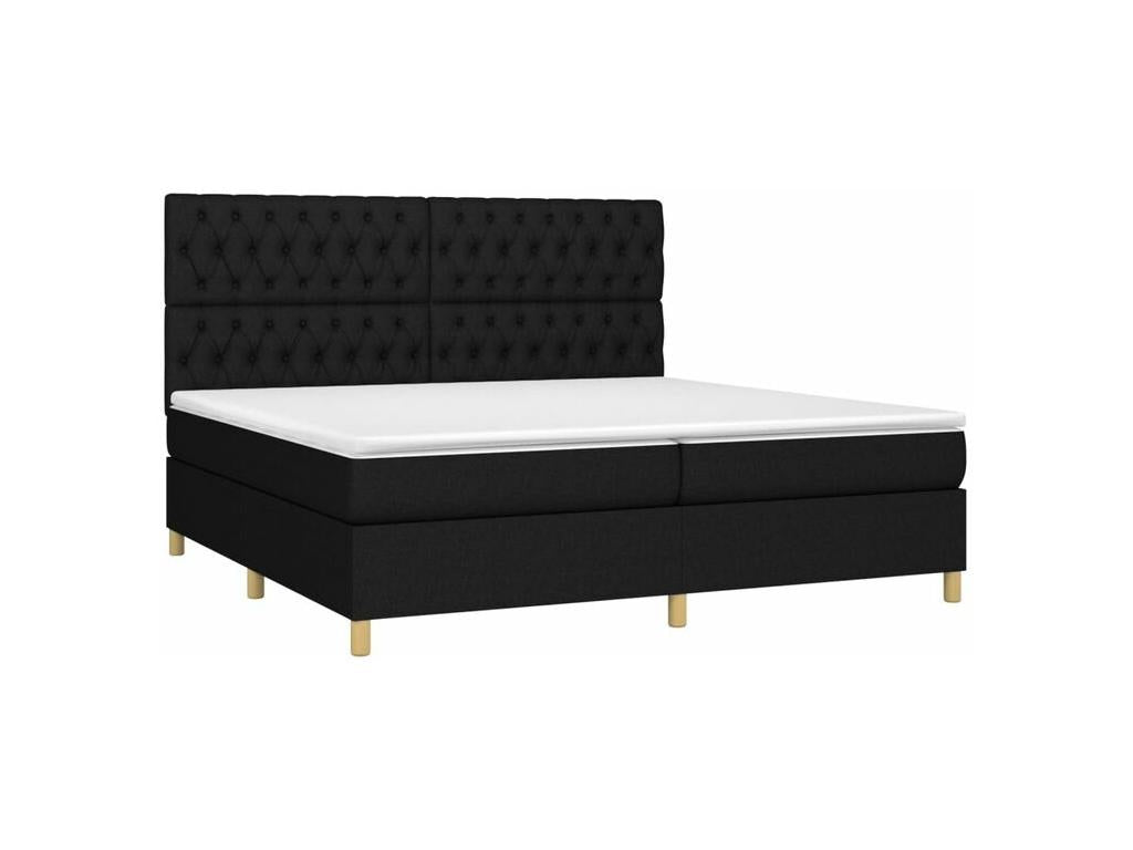 Nidchicshop bed base with mattress, black, 200x200 cm, fabric, 19300RLTP