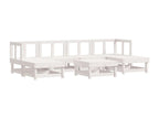 7-piece garden furniture set, white, solid pine wood, 52370WJBO