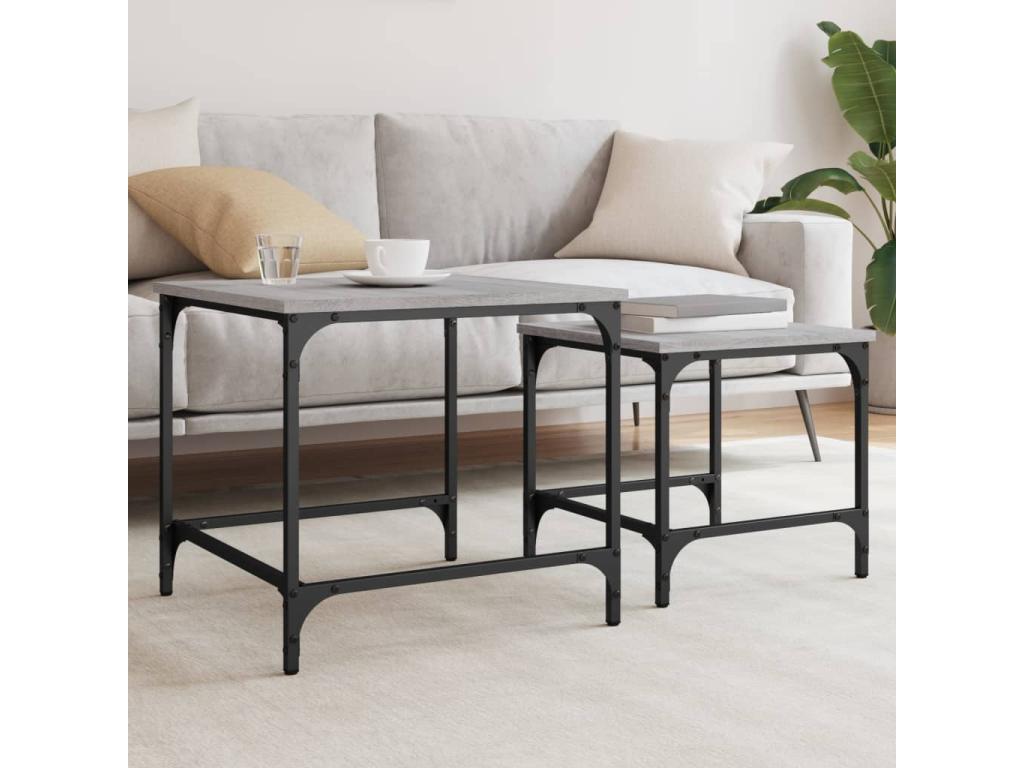 Nidchicshop 2-Piece Nesting Coffee Tables, Grey Engineered Wood 13175IBQW