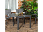 Large extendable garden table, dimensions when unfolded: 160L x 80W x 75H cm, anthracite epoxy-coated aluminum frame, black tempered glass top, 88892FVQP