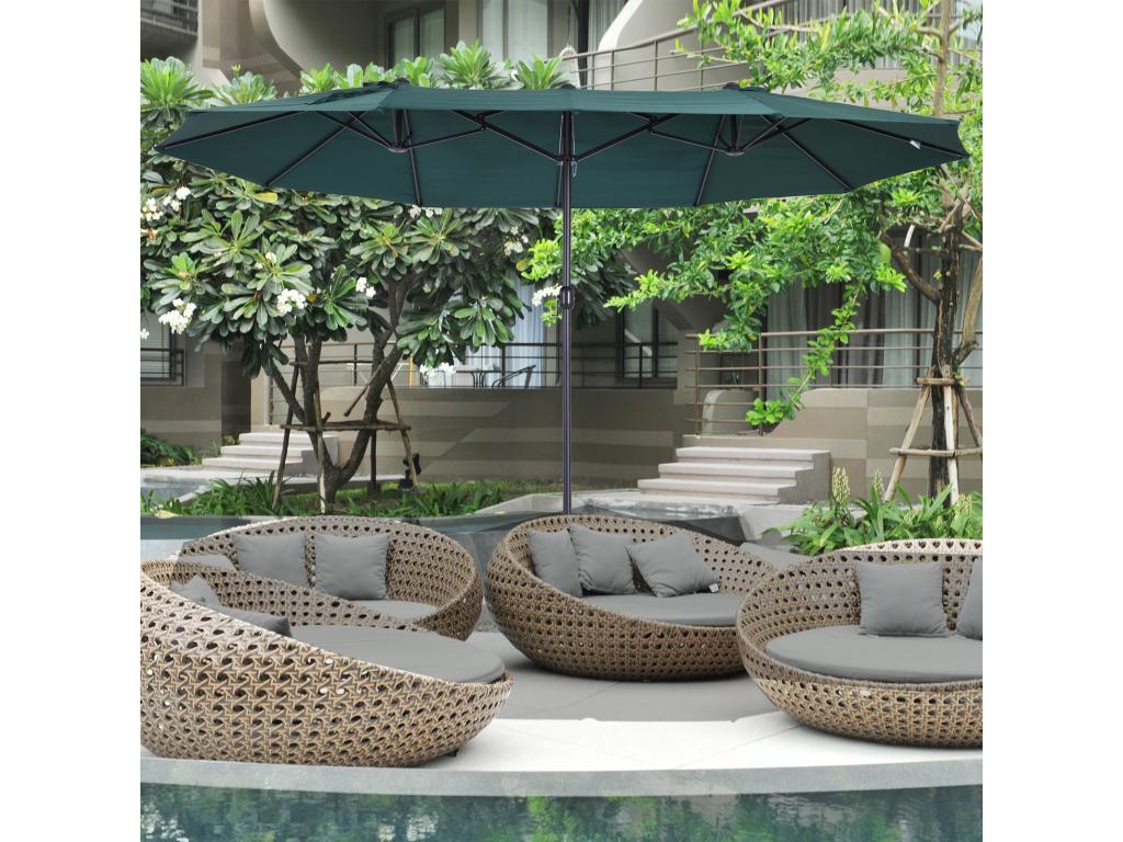 XXL garden parasol, large size 4.6L x 2.7W x 2.4H m, Nidchicshop steel high-density polyester, green 40938ZAIG