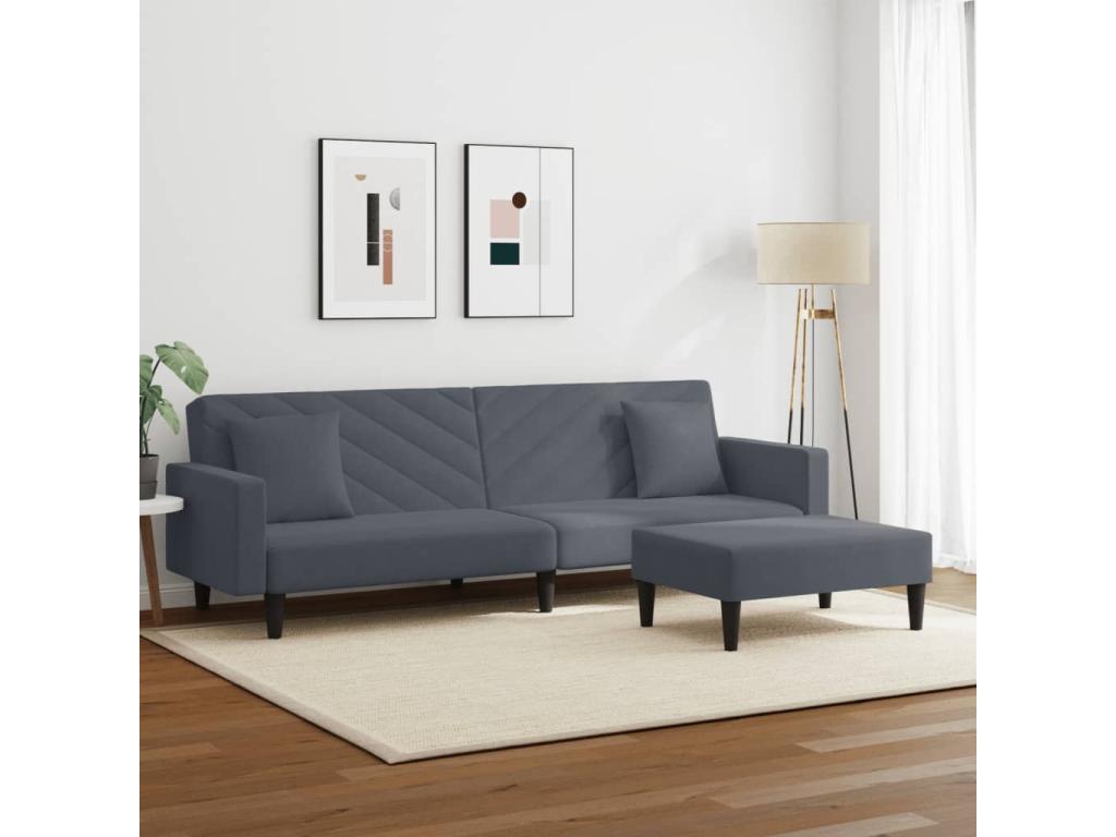 2-piece sofa set with dark grey velvet cushions 03732TFUX