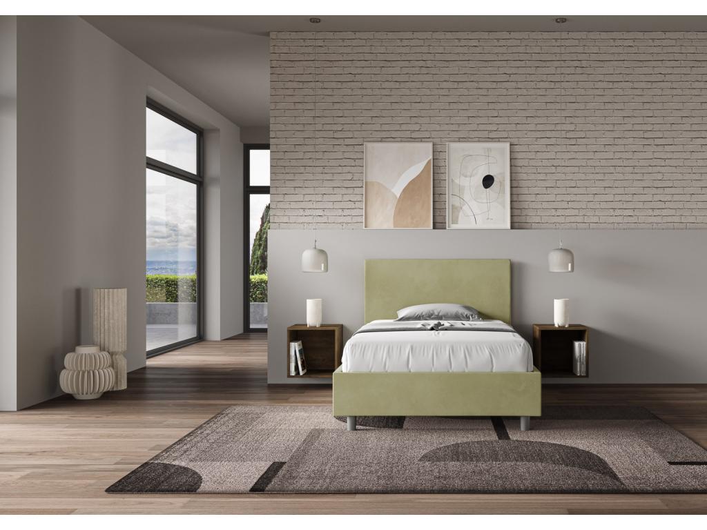 Single bed with storage, upholstered, 120x210 cm, green microfiber, Nidchicshop 07171DSHM