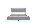 Adult bed 160x200cm - floating bed with LED and 2 USB ports, Calmetop slatted base - linen fabric - Grey 20677DTZX