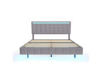 Adult bed 160x200cm - floating bed with LED and 2 USB ports, Calmetop slatted base - linen fabric - Grey 20677DTZX