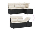 6-piece garden furniture set with cushions, black woven resin, 79945TAZE