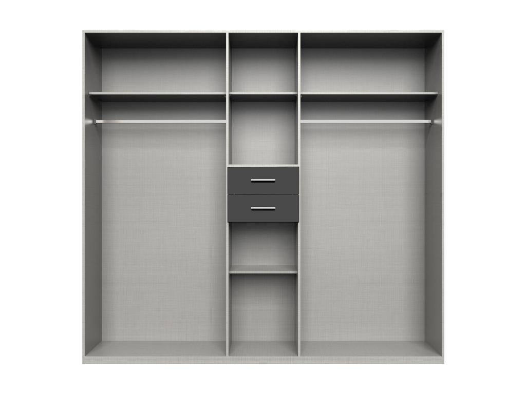 Wardrobe/Cupboard Storage Unit, White/Oak Effect - W- 225 x D- 58 x H- 208 cm 40110QBUF