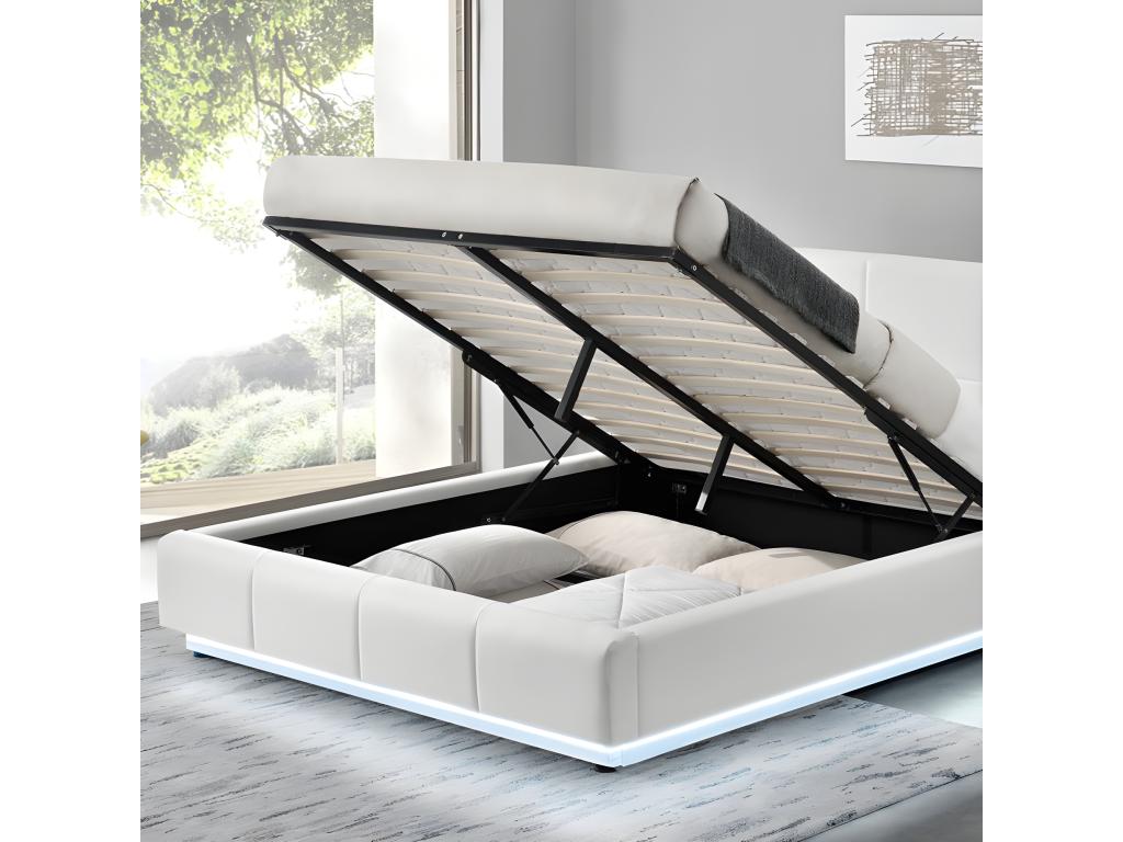 Nidchicshop Designer Bed with Slatted Base and Storage - Colors - White Sizes - 140x190 43100XTEH