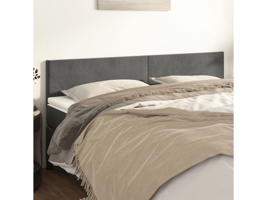 2-piece headboard set, dark grey, 90x5x78/88 cm, velvet, 91827FKOK