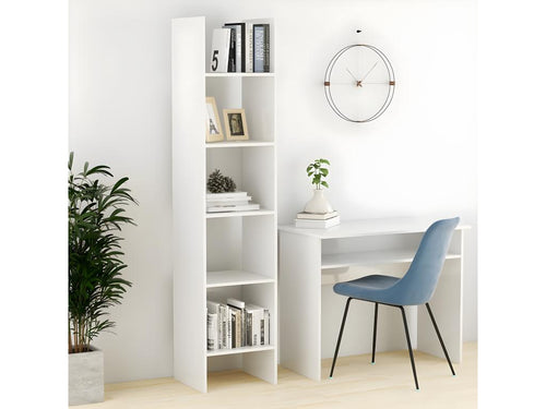 Glossy white bookcase, 40x35x180 cm, particleboard, 02799UBMC