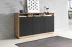 180cm Nidchicshop Collection Sideboard - Oak and Black - Integrated LED Lighting - Nidchicshopes 30691NZZA