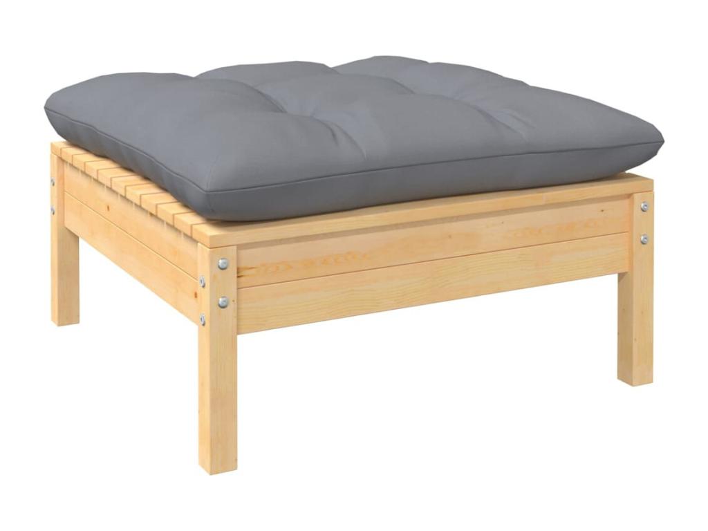 6-piece garden furniture set with grey cushions, pine wood, 56439JMRJ