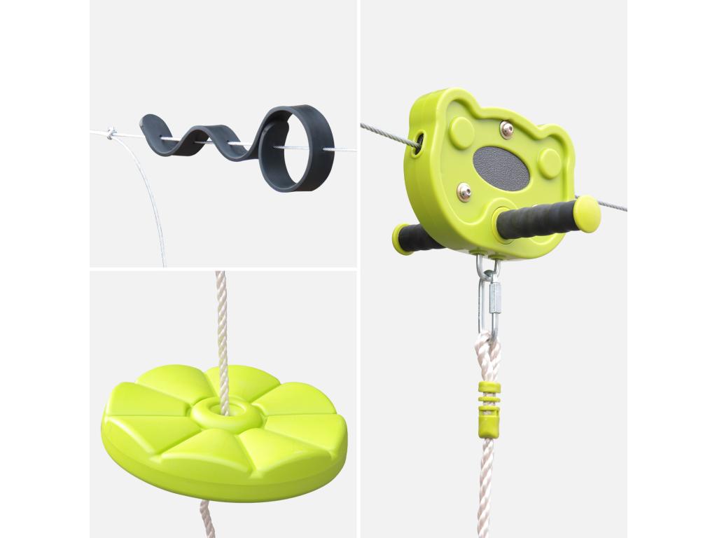 Calmetop - 30m Children's Zip Line with Disc Swing - Non-slip Handles - Shock Absorption System 75481BAYK
