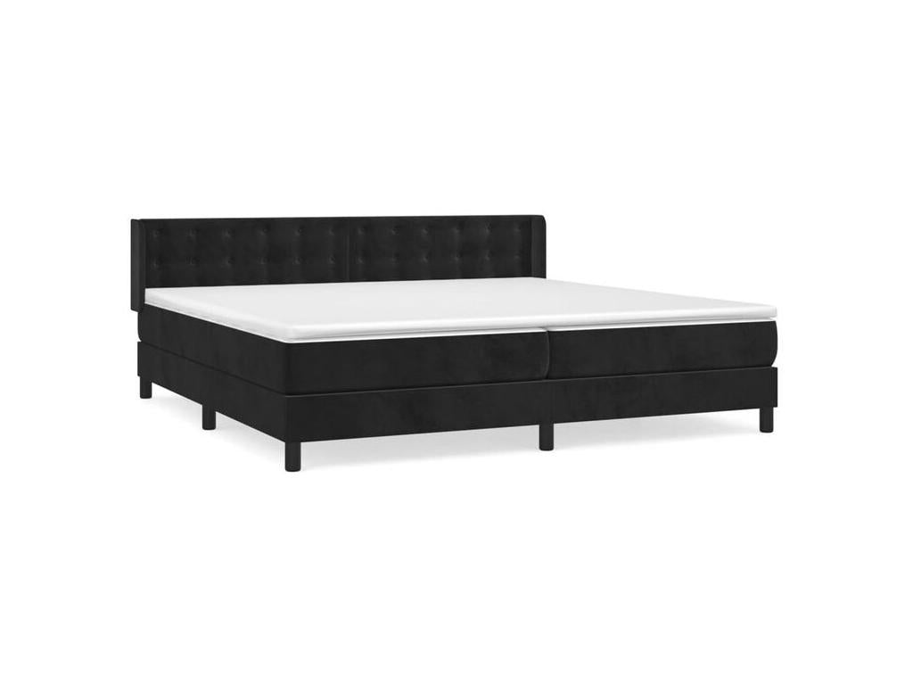 Nidchicshop bed base and mattress, black, 200x200 cm, velvet, 64508HNXP