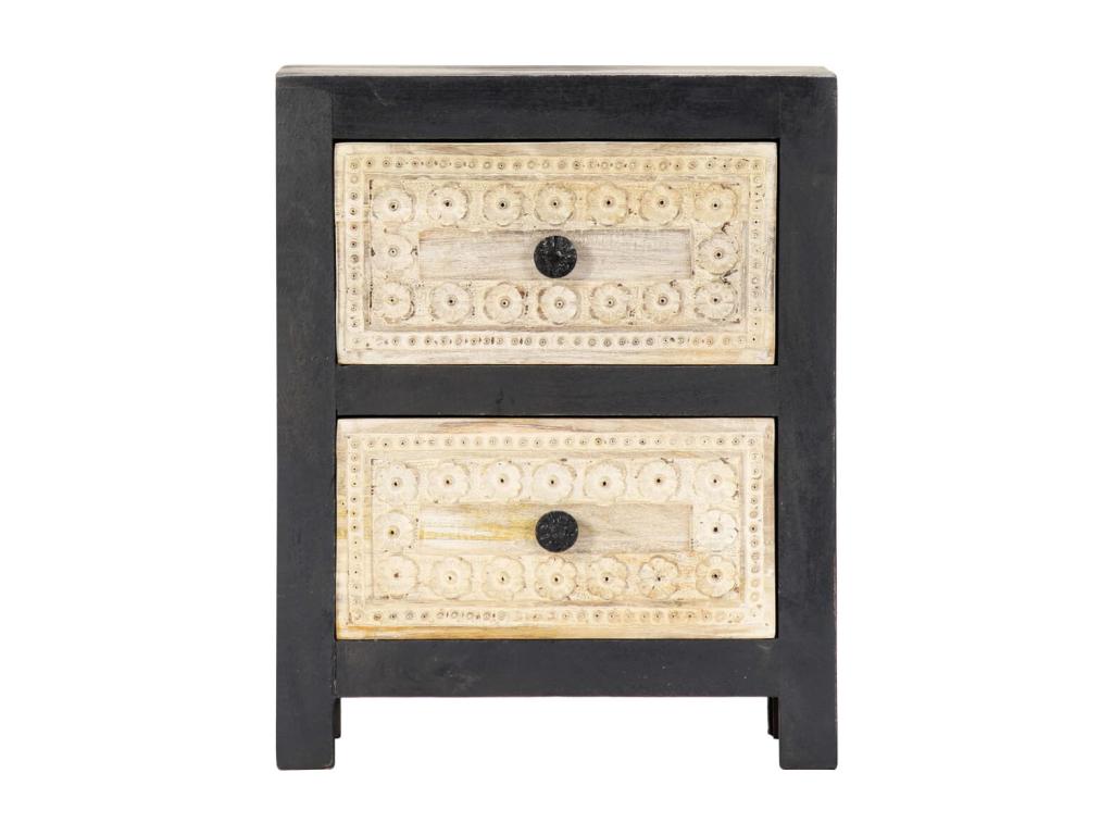 Hand-carved bedside table, grey, 40x30x50 cm, mango wood, 39237CKQH