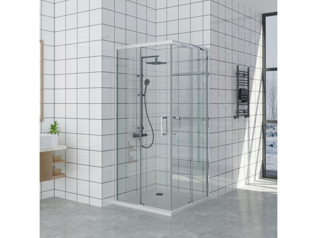 85x85 cm corner shower enclosure with easy entry, 200 cm high, made of tempered glass 47168CYSH