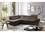 Nidchicshop 5-seater luxury velvet corner sofa, chocolate brown, left-hand corner, 35899PCKM