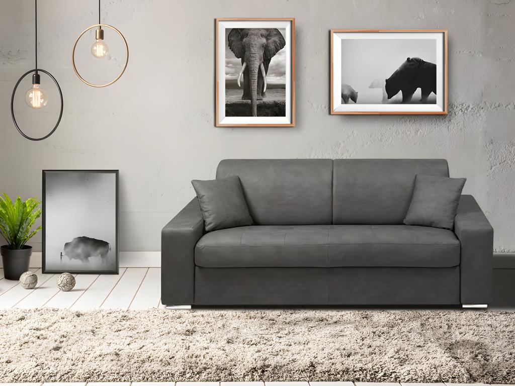 Calmetop 2-seater express convertible sofa in fabric - Grey - 120 cm sleeping area - 18 cm mattress 54268VJLJ
