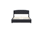Calmetop - Sturdy and Comfortable 140x190 Bed with Slatted Base, 4 Drawers, Headboard, Black, 4 cm Legs - 13 cm Wide 09243WHAL