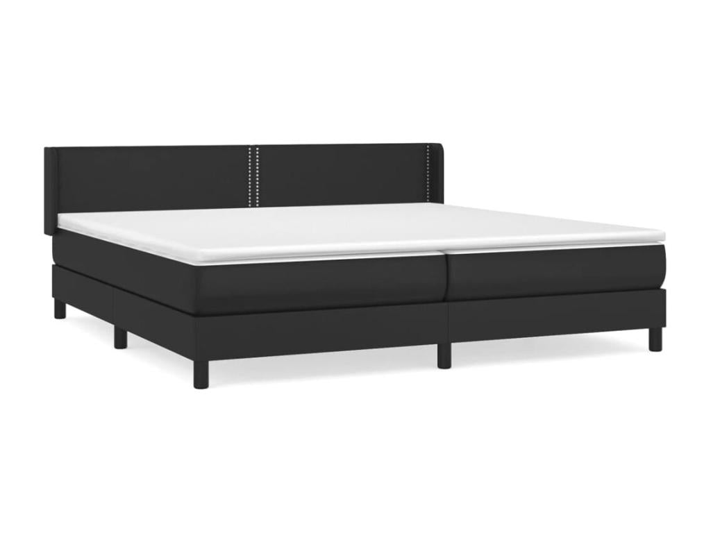 Upholstered bed base with mattress, black, 200x200 cm, faux leather, 86935QILI