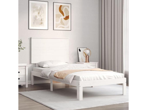 Bed frame with white headboard, 90x200 cm, solid wood, 48094KINH