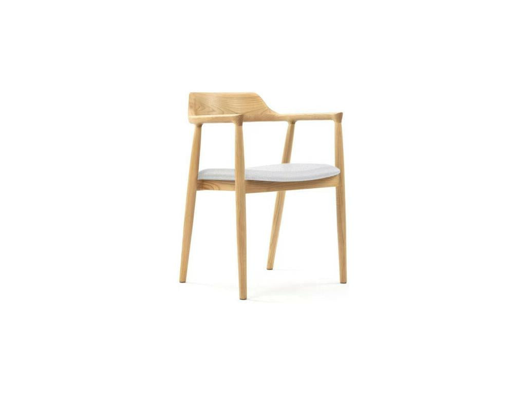Nidchicshop Scandinavian chair in natural wood with white cushion 45528MCFZ