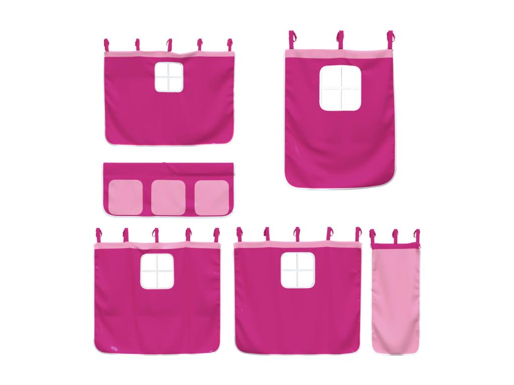 Bunk bed with slide and pink curtains 80x200 cm 11078MARW