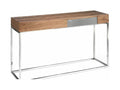 Nidchicshop walnut wood and matte silver steel console table, 135cm, 35660WCCQ