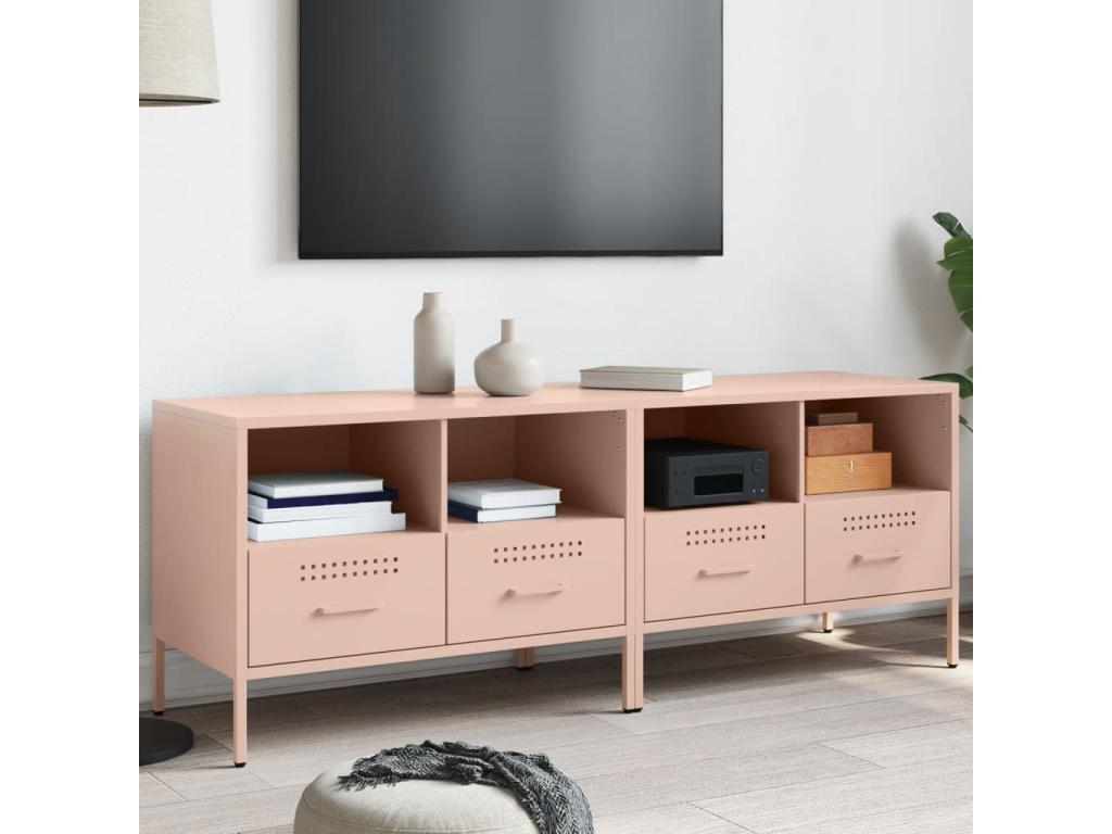 2-piece pink TV unit, 68x39x50.5 cm, cold-rolled steel, 27909EJPP