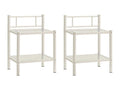 2-Piece Bedside Tables, White and Transparent, Metal and Glass, 30301MSSZ
